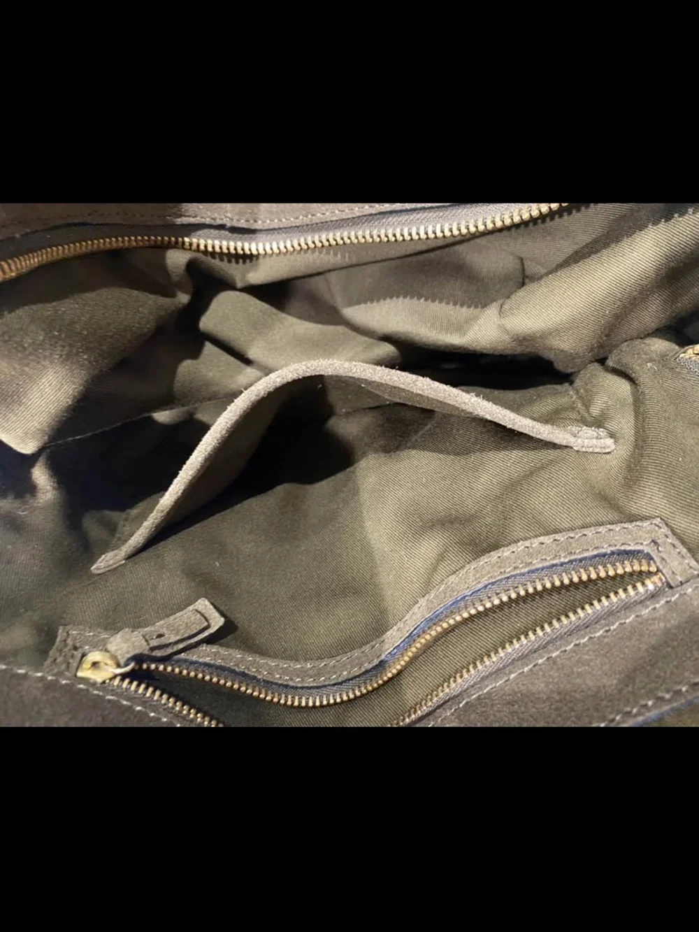 Zara Suede Olive Green Structured Shoulder Bag - Picture 5 of 8